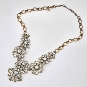 Vintage Signed J CREW Gold tone Clear Rhinestones 24" Necklace J.Crew